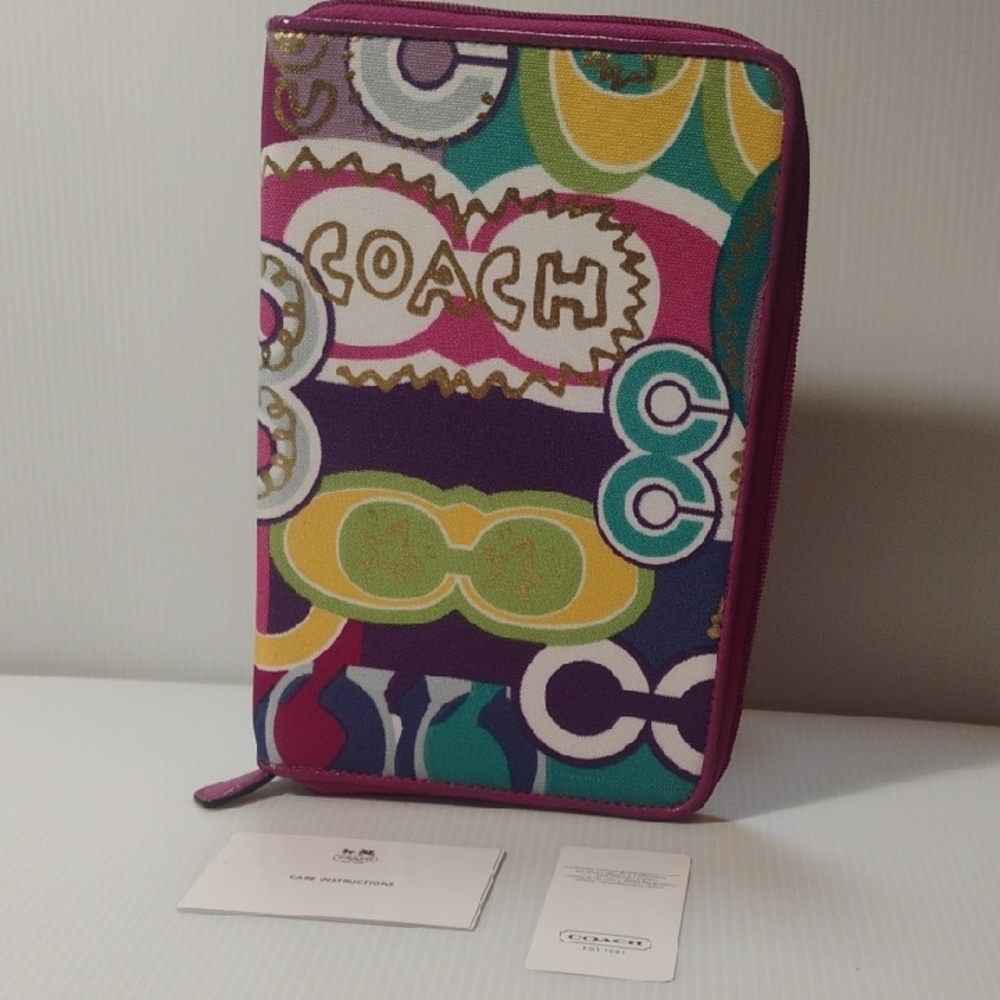 Coach Multicolor Graphic Logo Zip Phone Case - Purple, Teal, Yellow, Pink